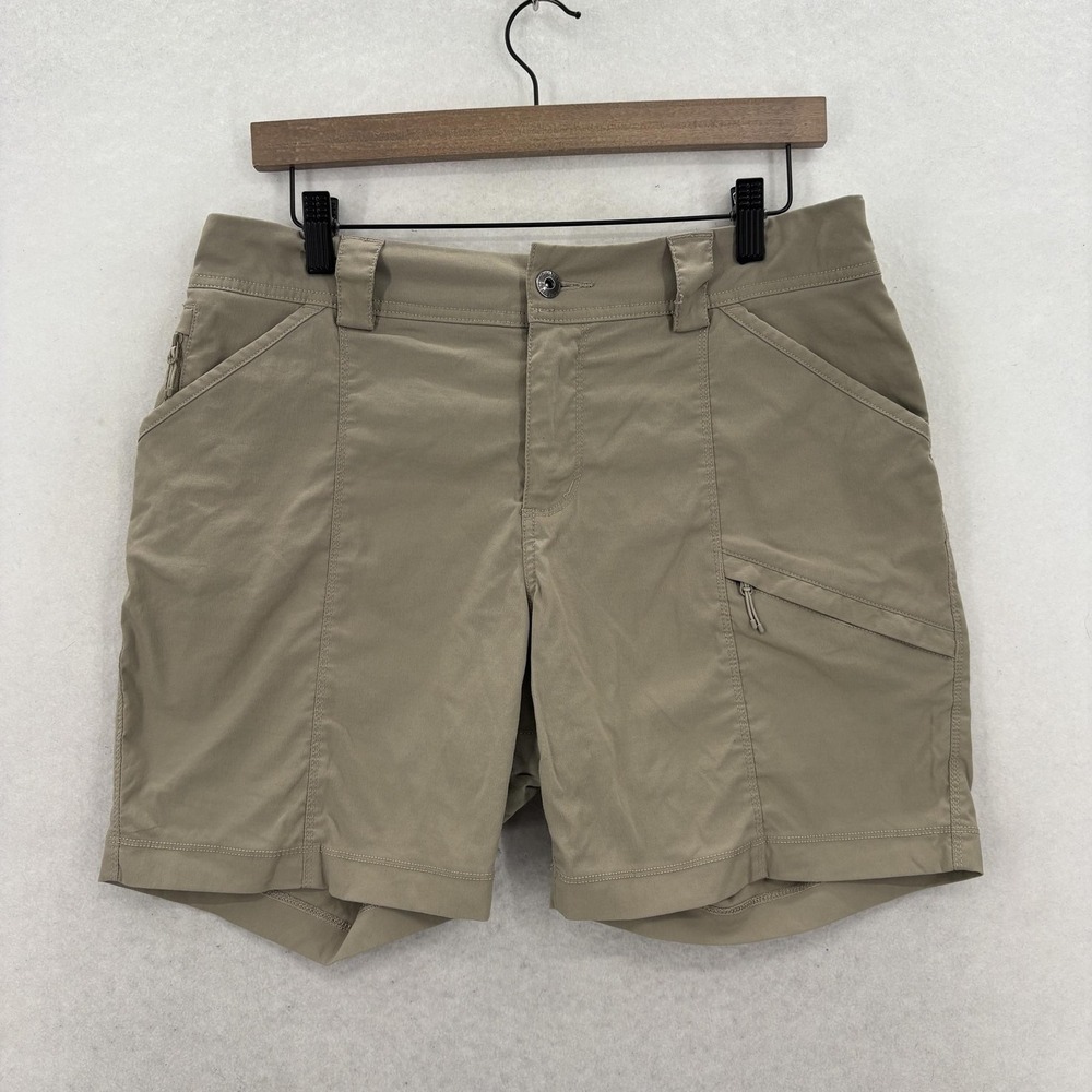 Duluth Dry On The Fly Shorts Womens 10 Beige Nylon Stretch UPF Hiking Trail Camp